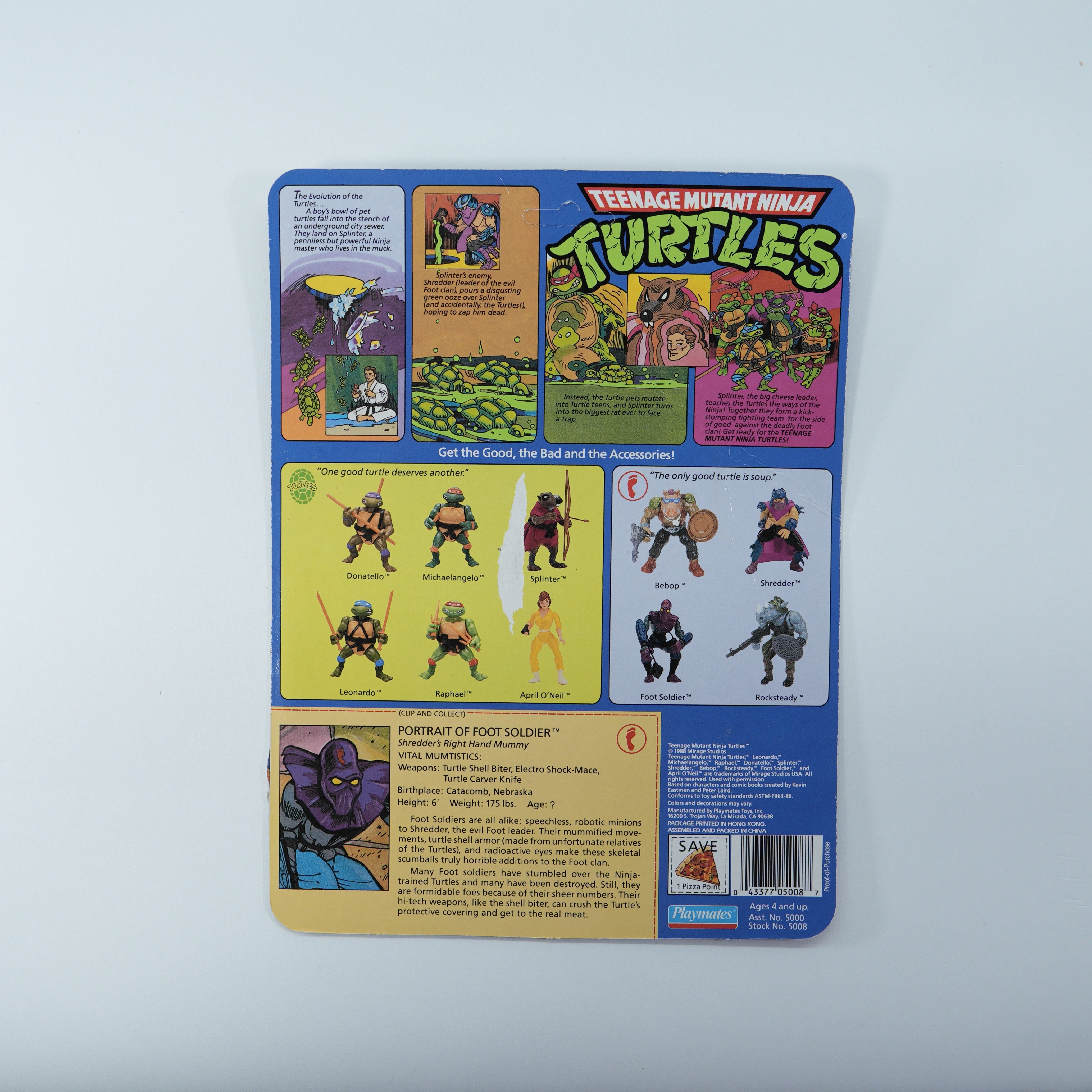 1988 Foot Soldier TMNT Complete with Figure, Accessories, and Unpunched Cardback