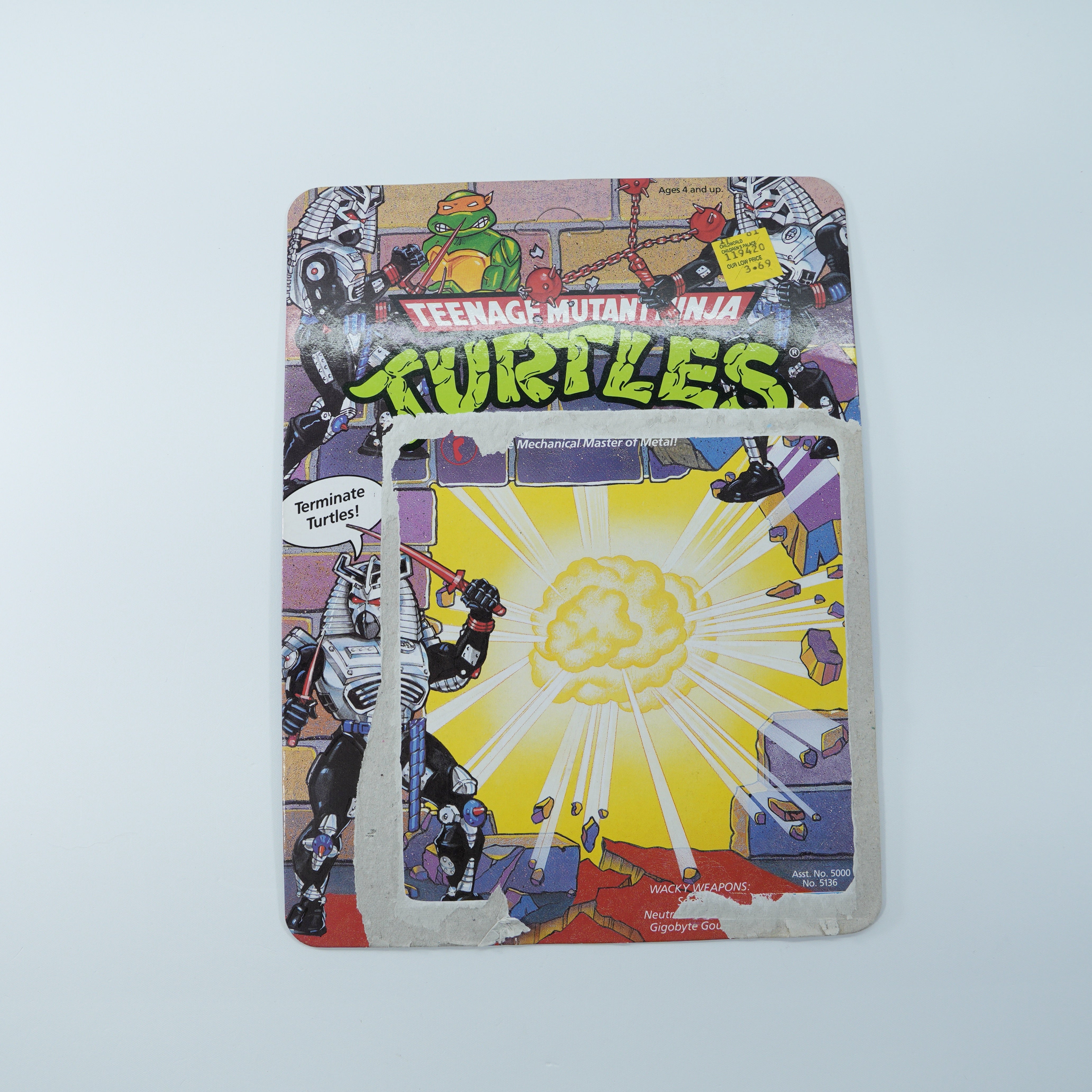 1991 Chrome Dome TMNT Complete with Figure, Accessories, and Unpunched Cardback