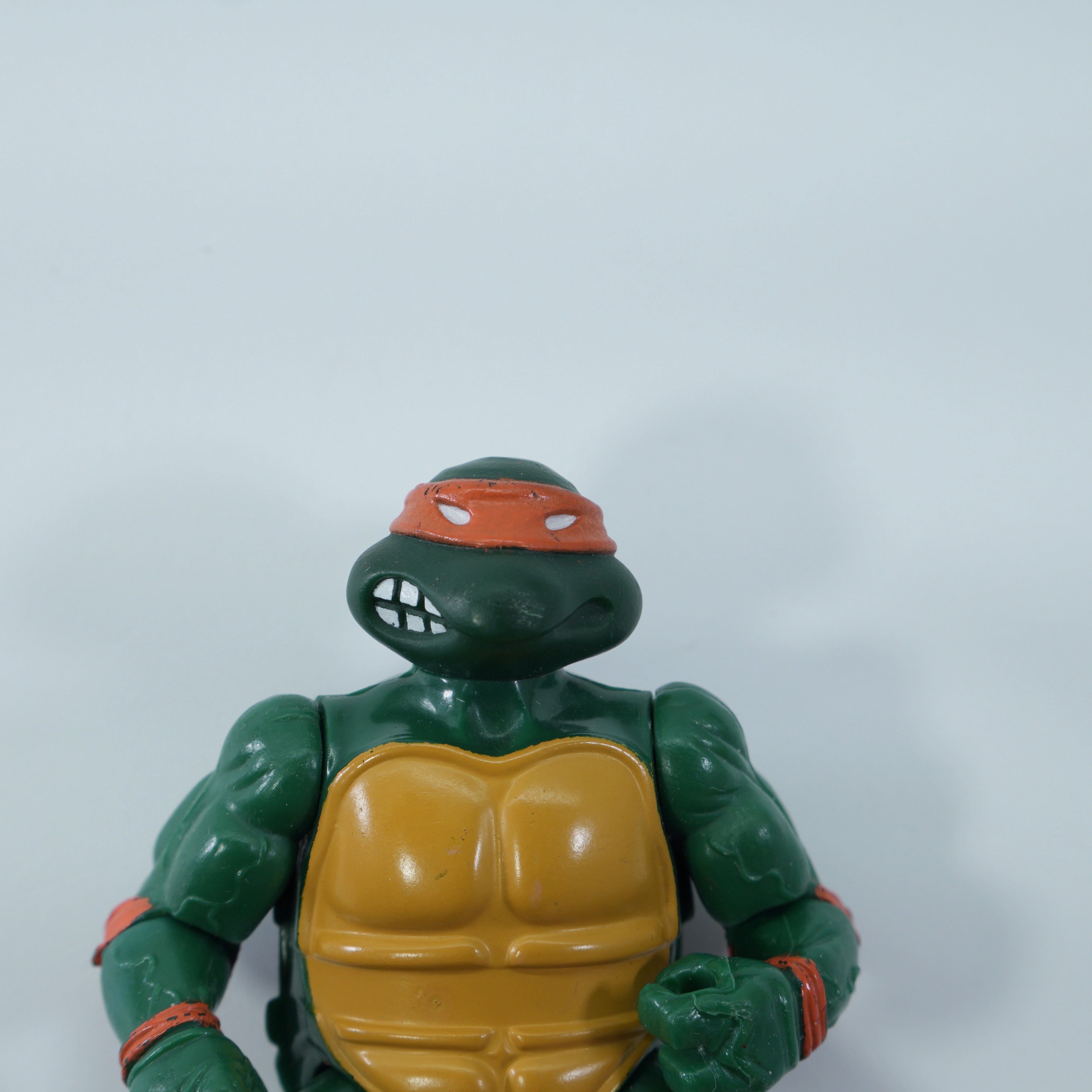 1988 Michaelangelo Soft Head TMNT Complete with Figure, Accessories, and Full 10 Back Cardback