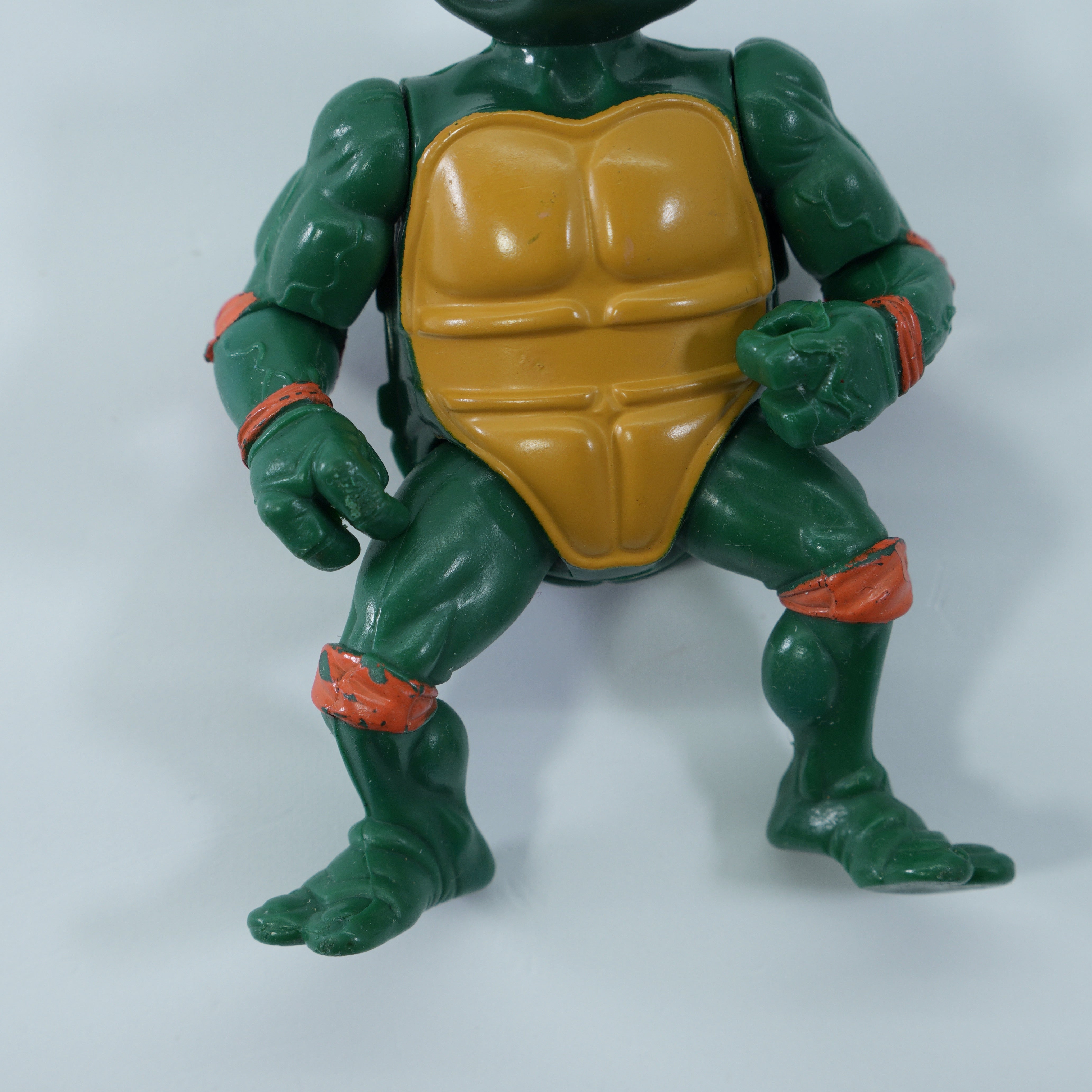 1988 Michaelangelo Soft Head TMNT Complete with Figure, Accessories, and Full 10 Back Cardback