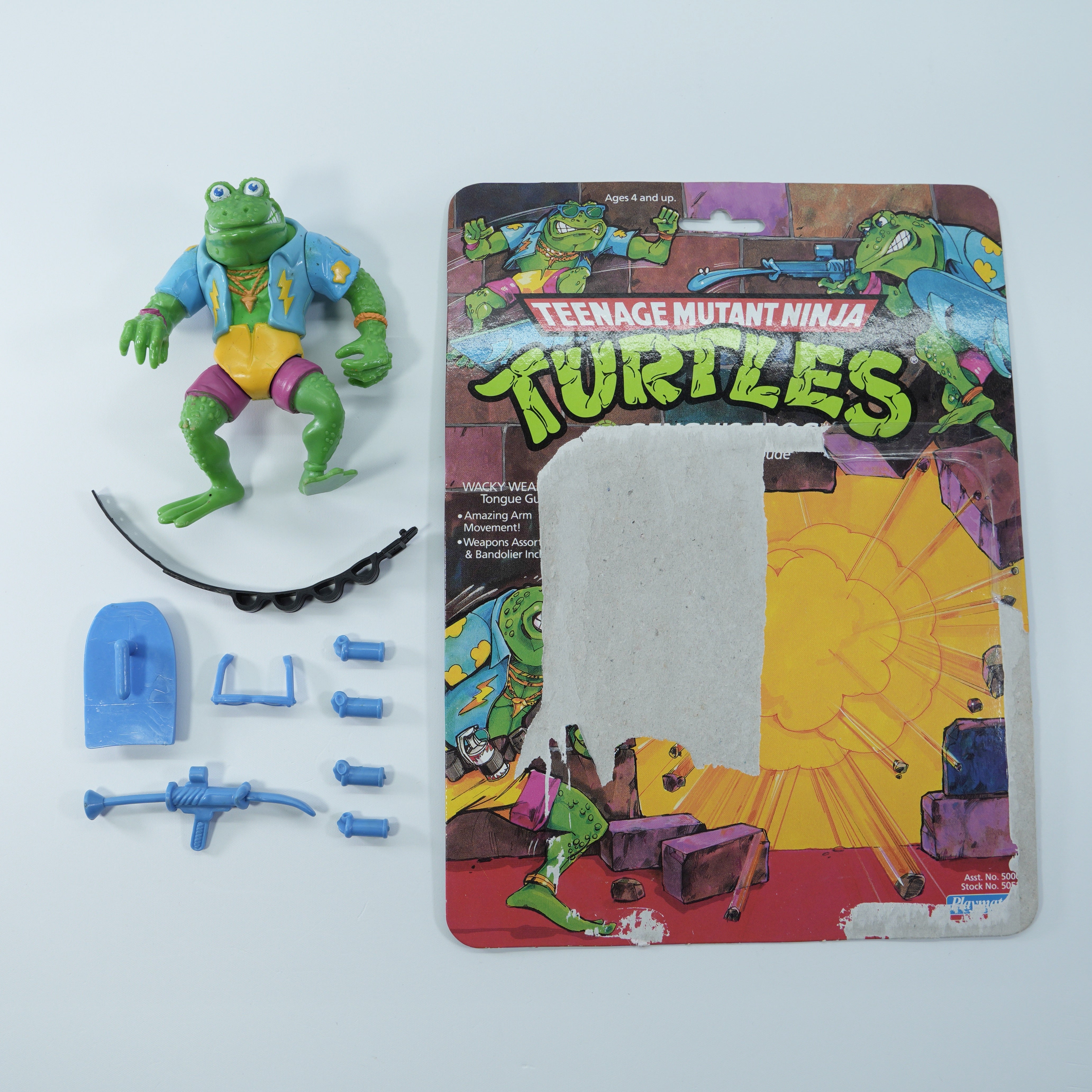 1989 Genghis Frog TMNT Complete with Figure, Accessories, and Full Cardback