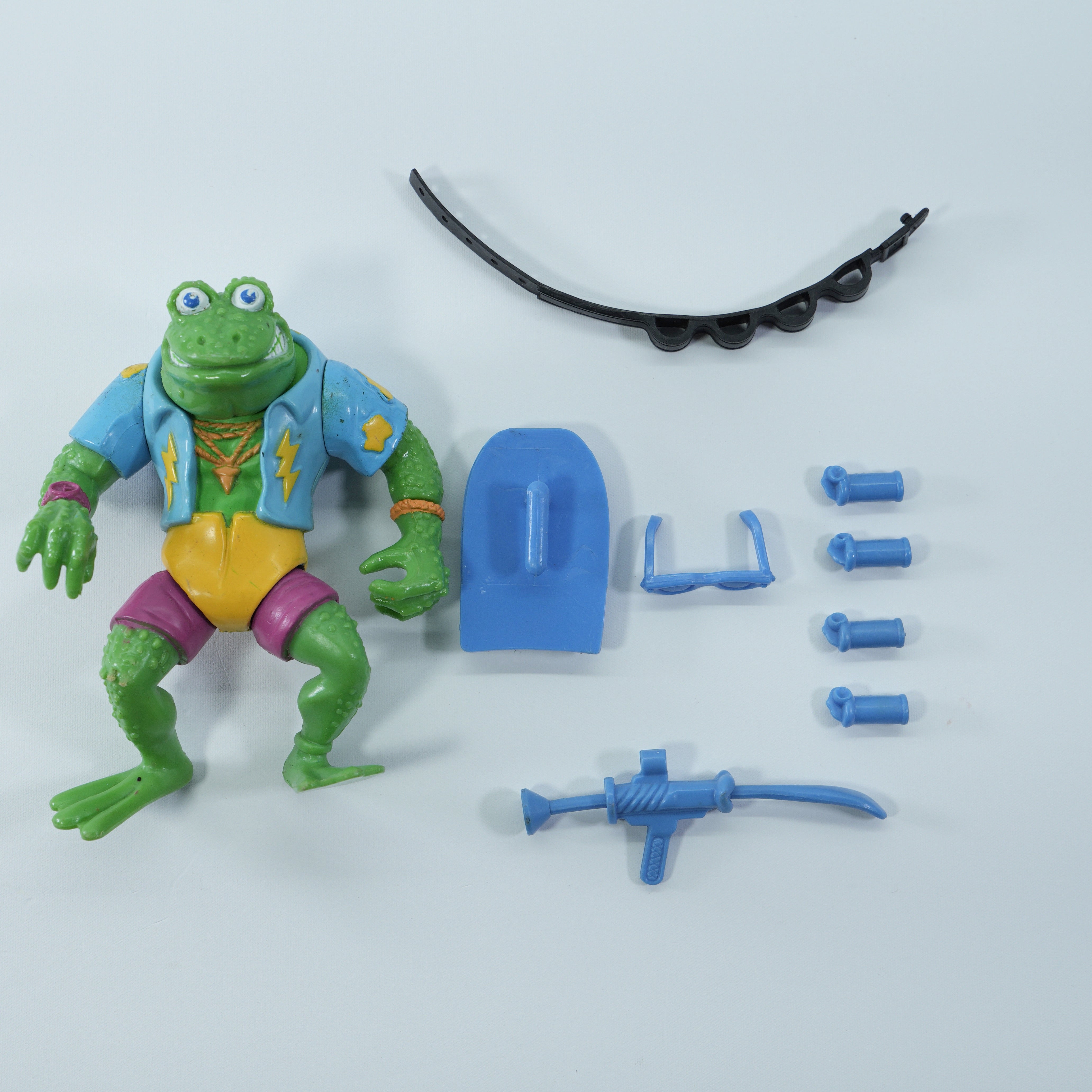 1989 Genghis Frog TMNT Complete with Figure, Accessories, and Full Cardback