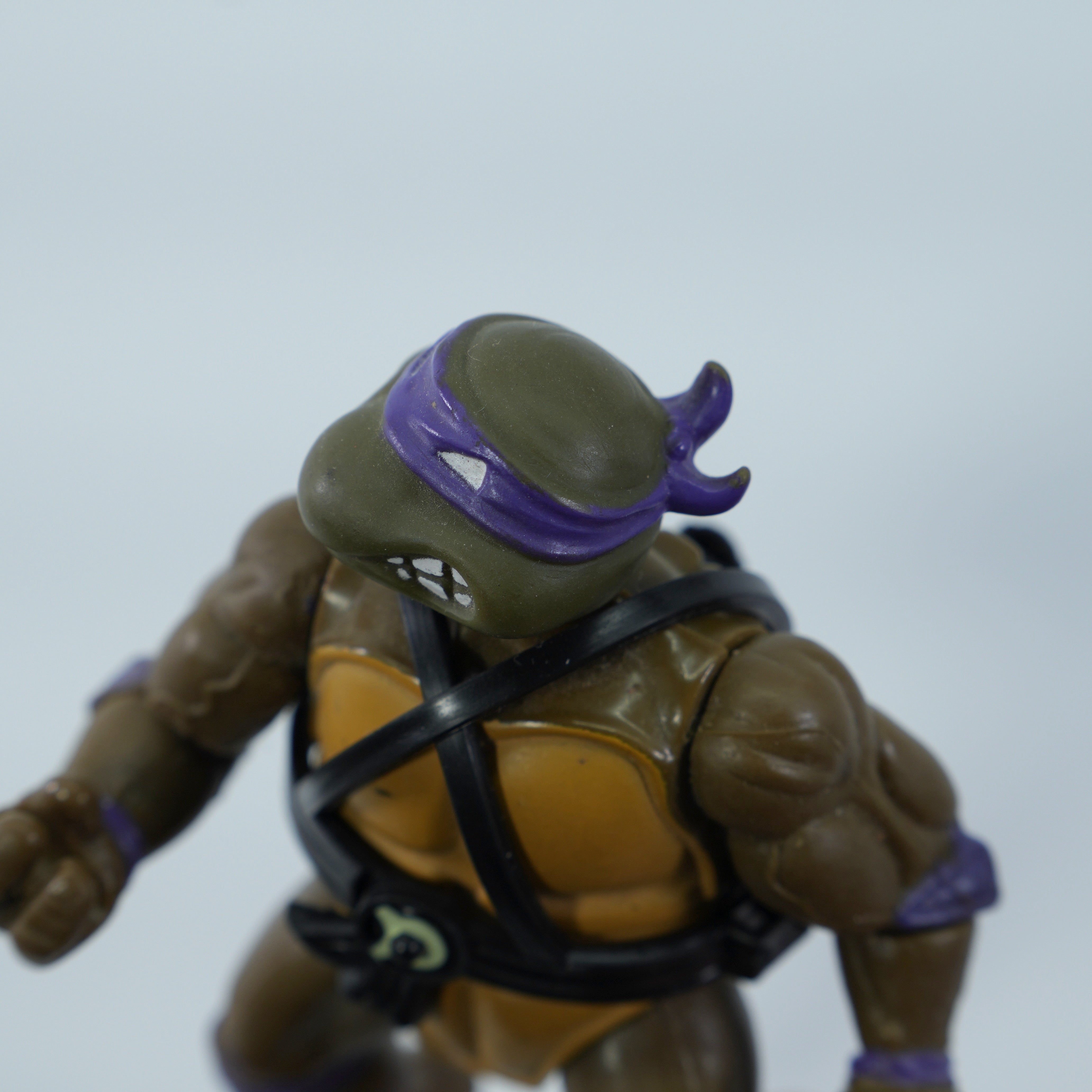 1988 Donatello Soft Head TMNT Complete with Figure, Accessories, and Unpunched 10 Back Cardback