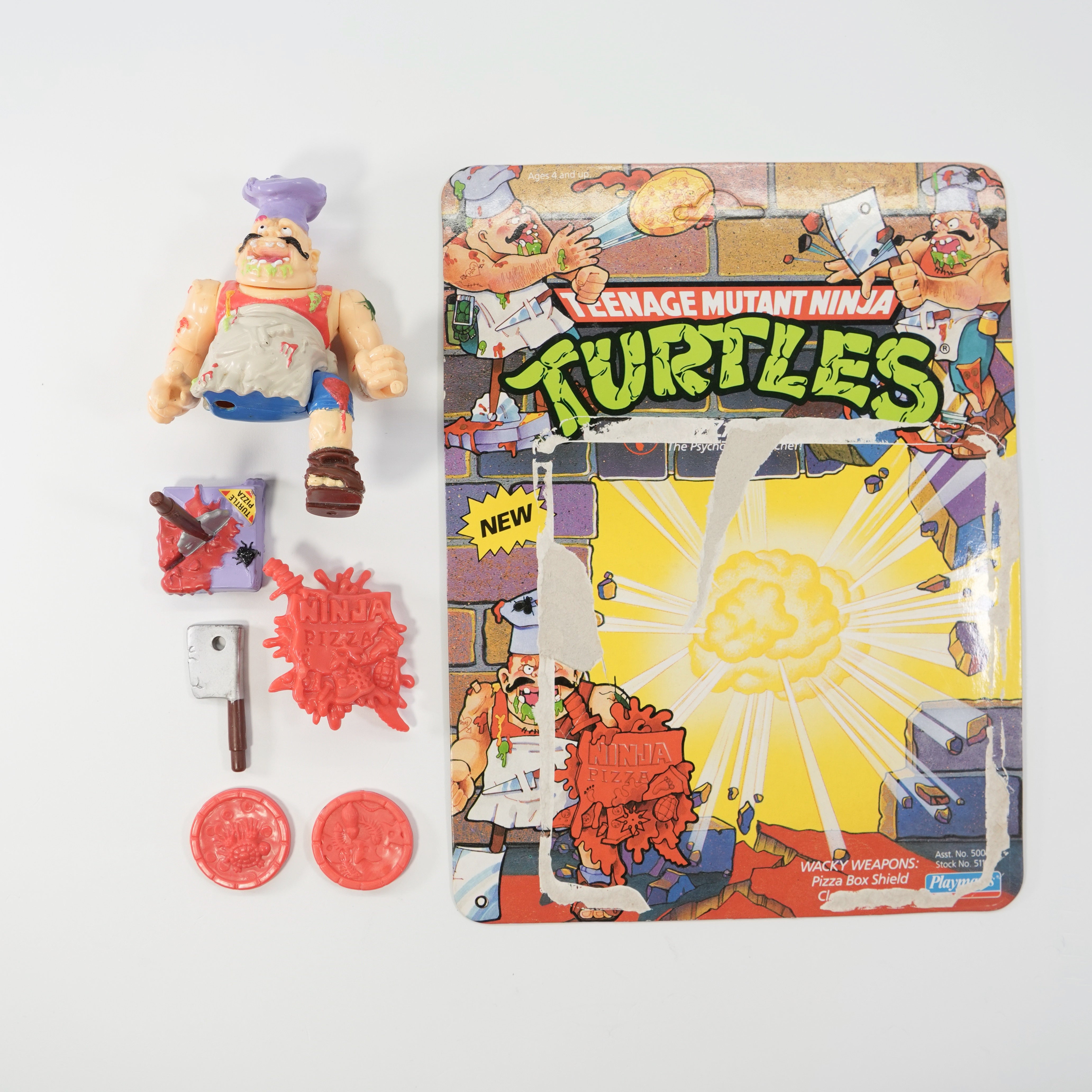 1990 Pizzaface TMNT Complete with Figure, Accessories, and Unpunched Cardback