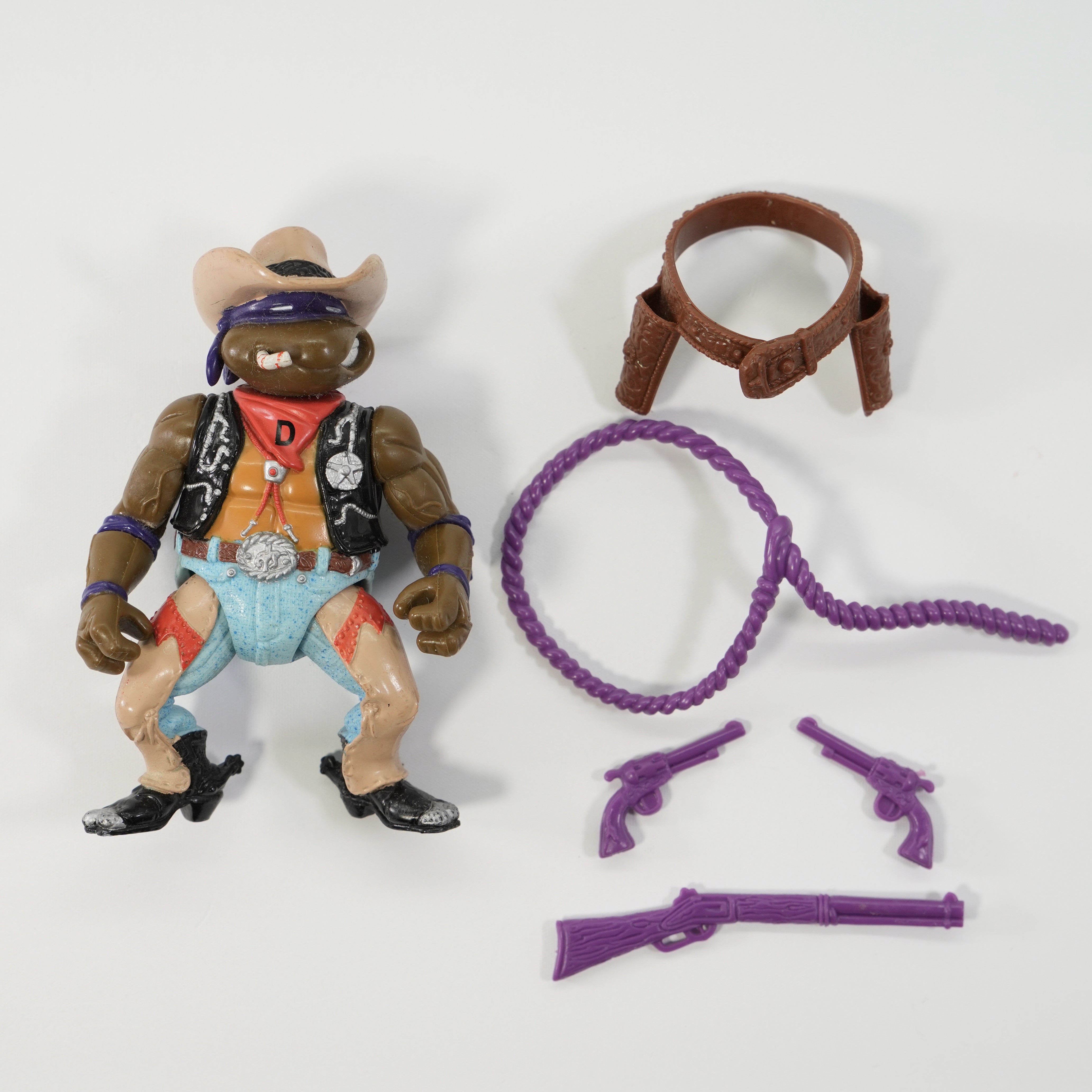 1992 Crazy Cowboy Don TMNT Complete with Figure, Accessories, and Unpunched Cardback