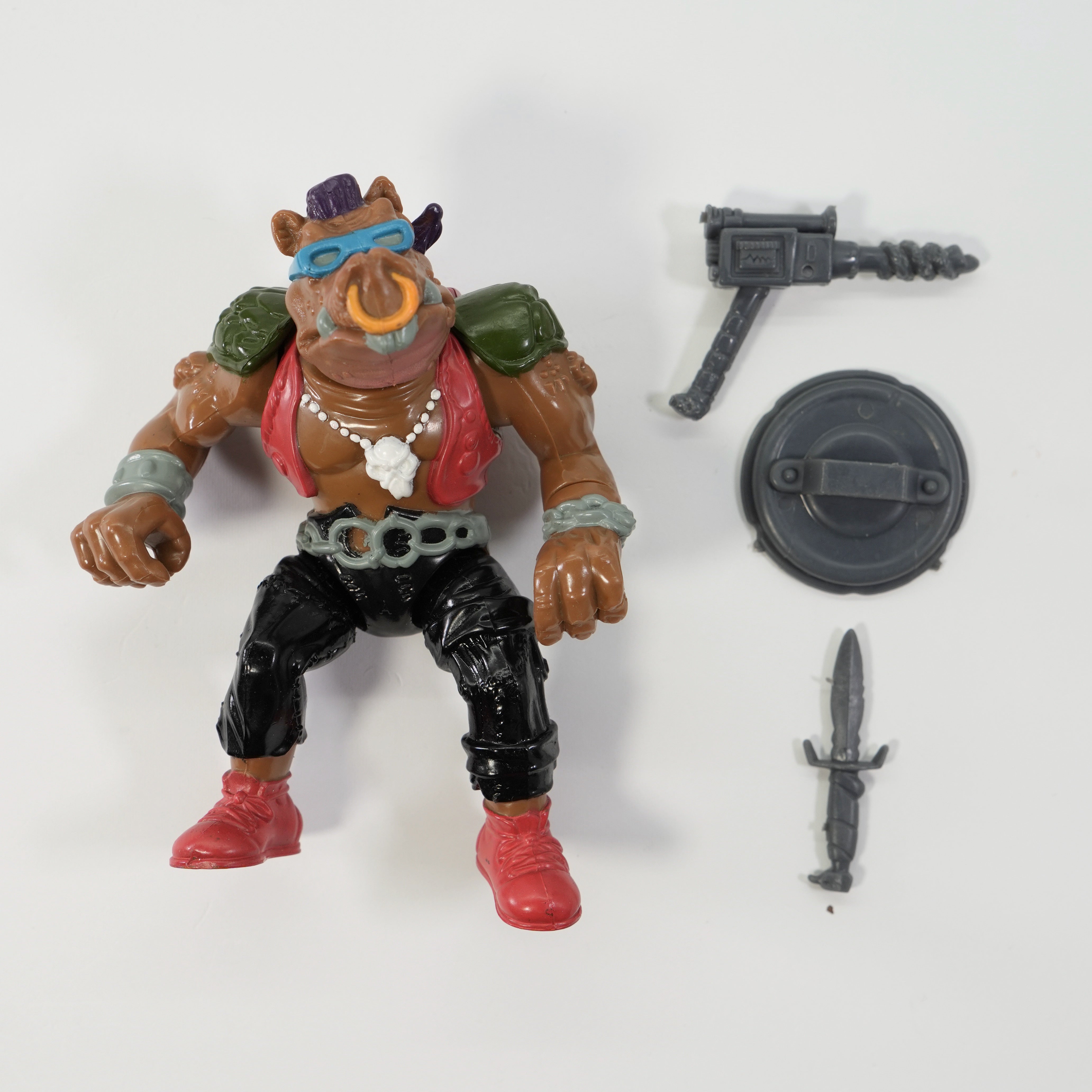 1988 Bebop Hard Head TMNT Complete with Figure, Accessories, and Full Cardback