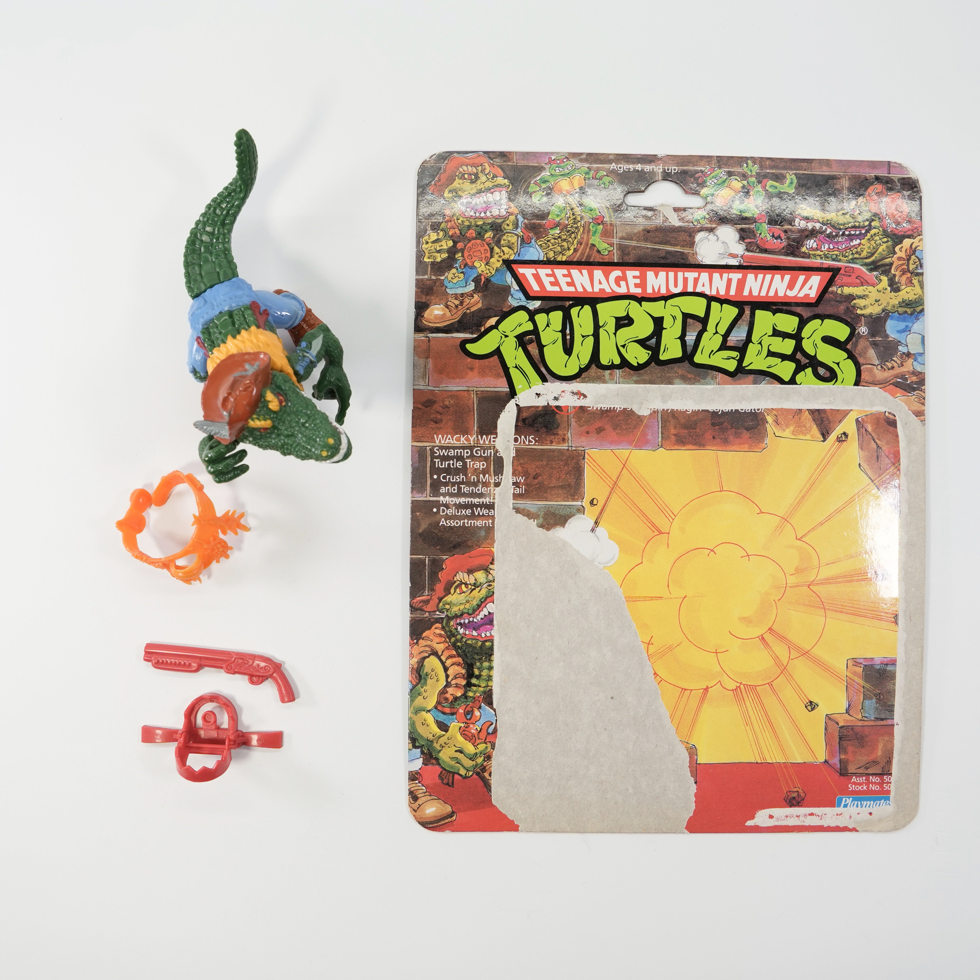 1989 Leatherhead TMNT Complete with Figure, Accessories, and Full Cardback