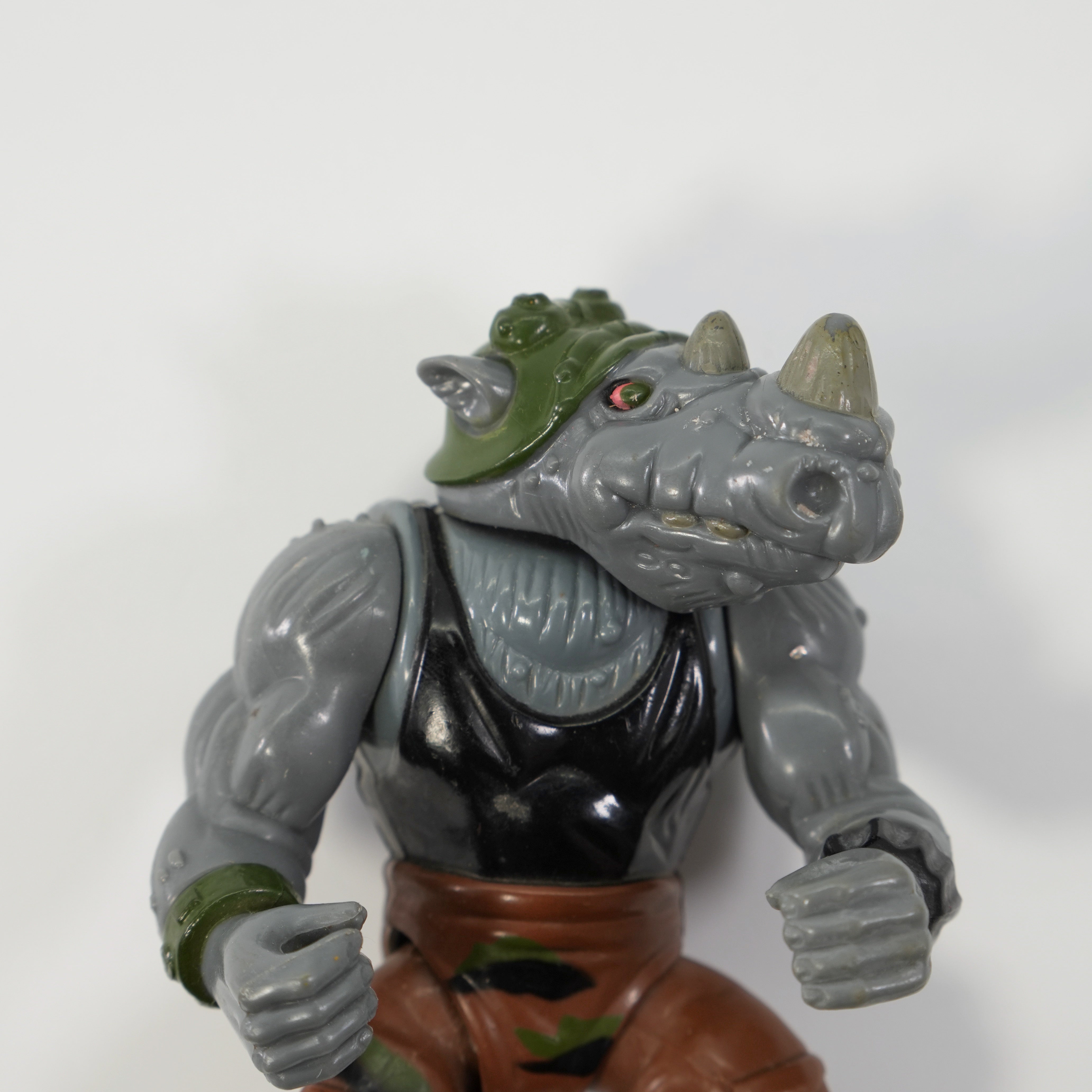 1988 Rocksteady Hard Head TMNT Complete with Figure, Accessories, and Full Cardback