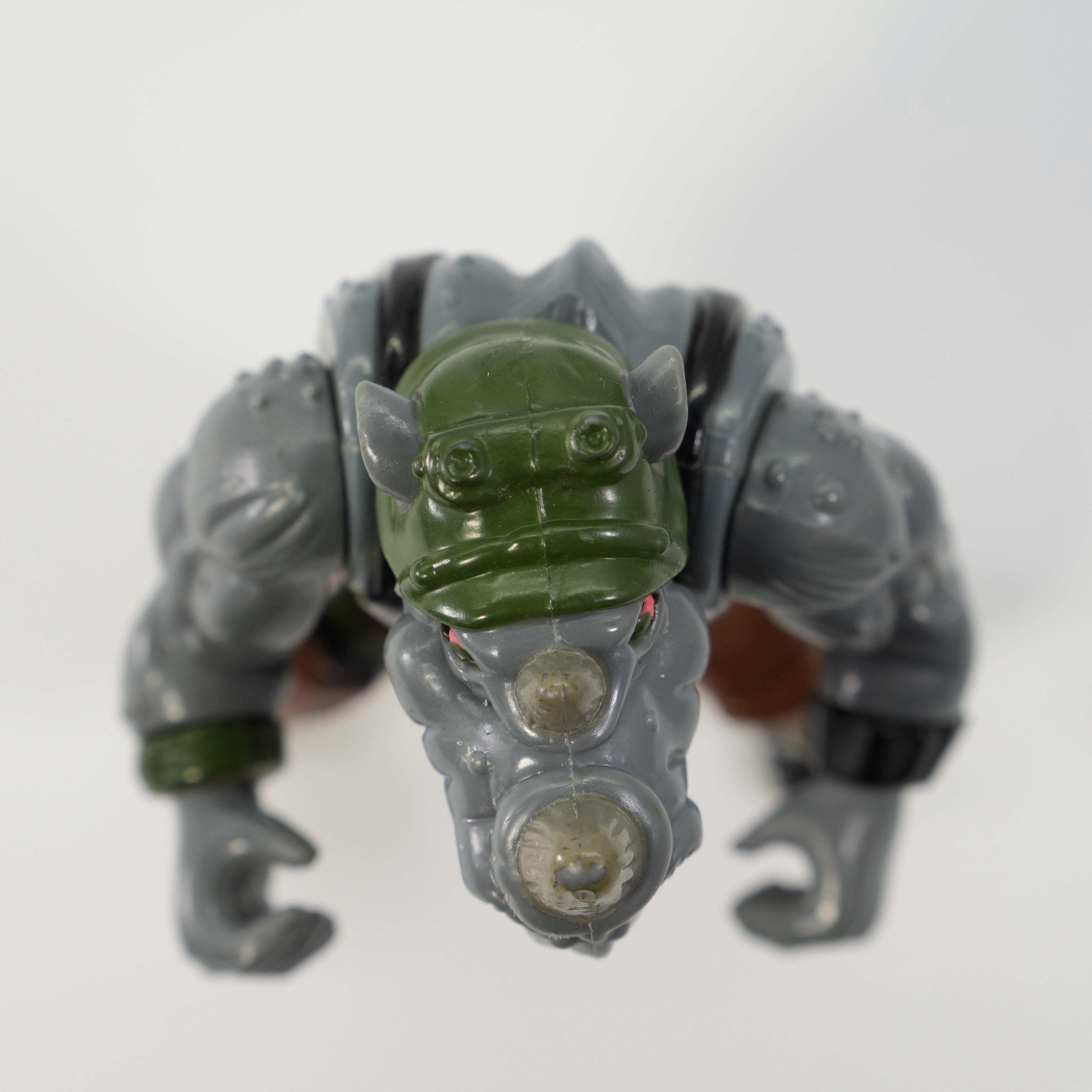 1988 Rocksteady Hard Head TMNT Complete with Figure, Accessories, and Full Cardback