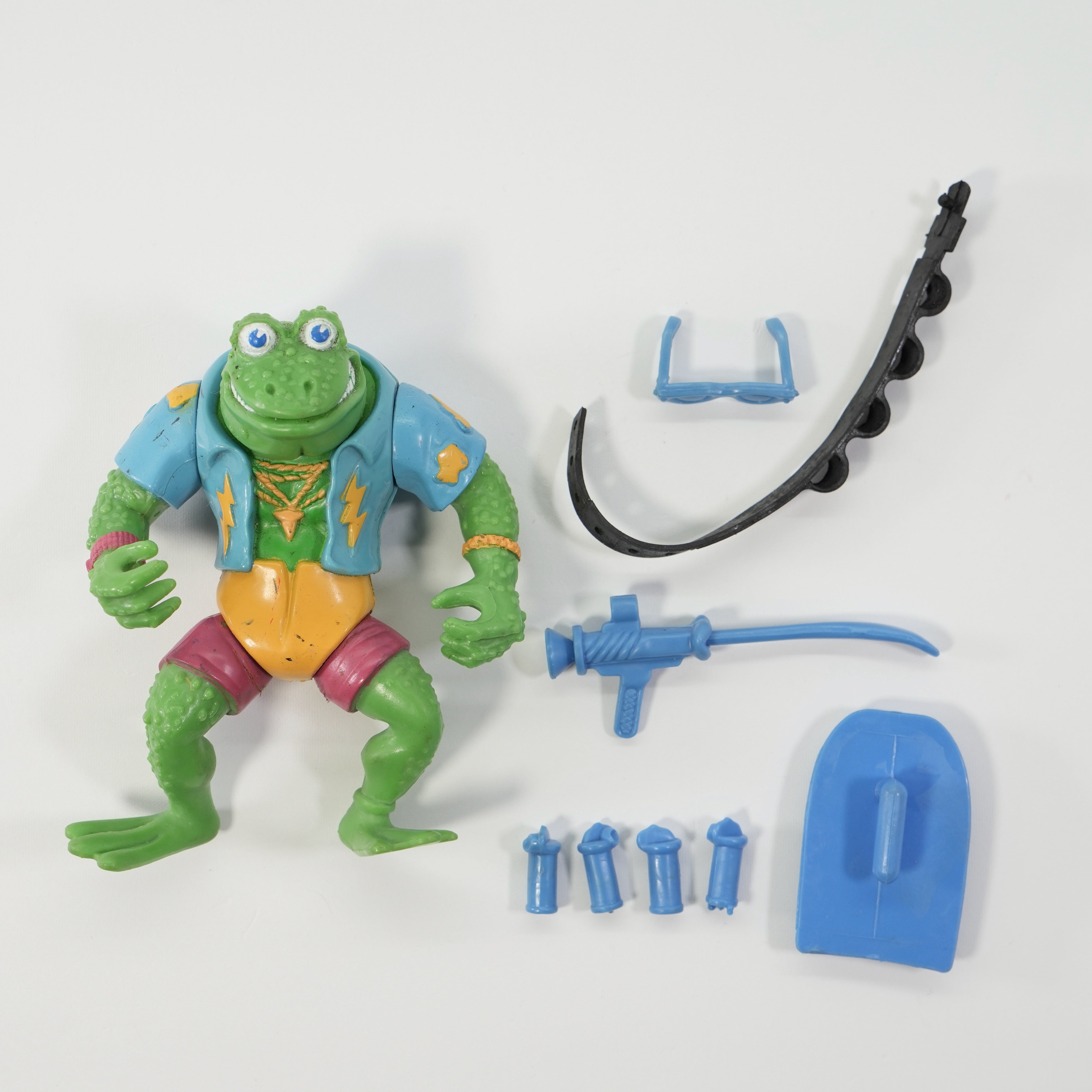 1989 Genghis Frog TMNT Complete with Figure, Accessories, and Full Cardback