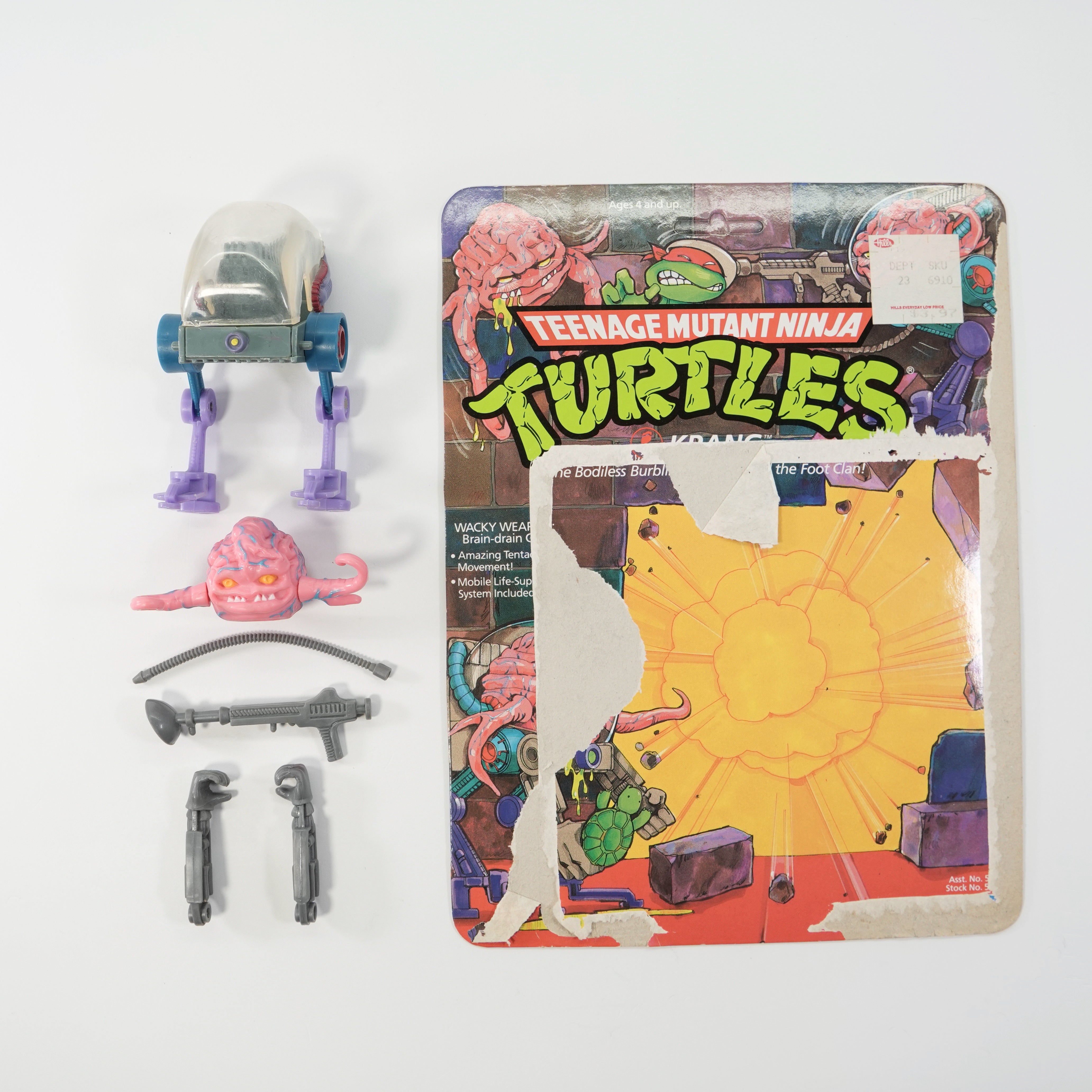 1988 Krang TMNT Complete with Figure, Accessories, and Unpunched 10 Back Cardback