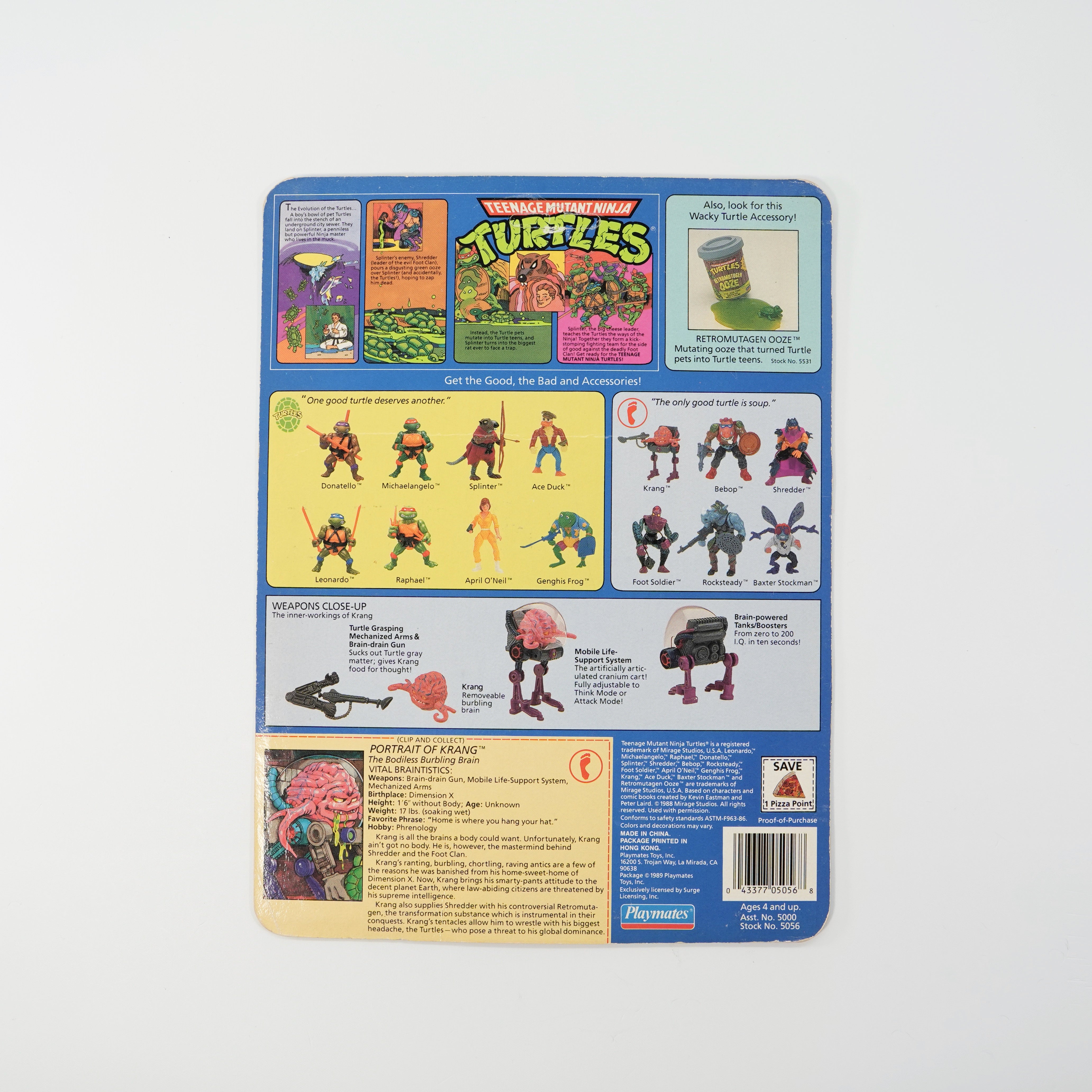 1988 Krang TMNT Complete with Figure, Accessories, and Unpunched 10 Back Cardback